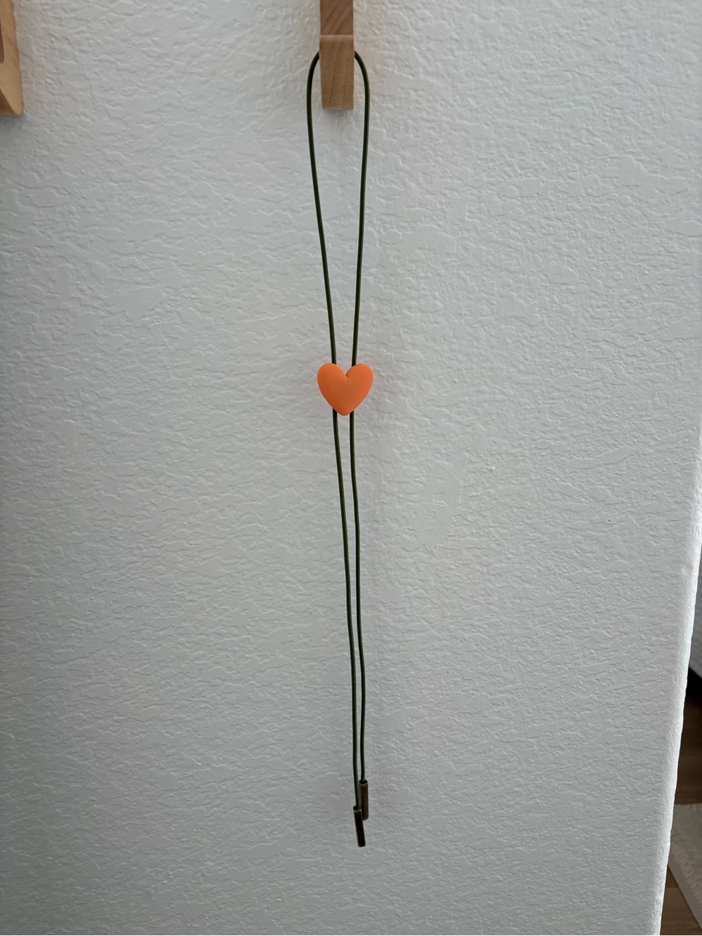Orange Heart bolo tie necklace